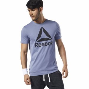 Reebok QQR- Stacked T Shirt Herren - Indigo - DE 341-TIE